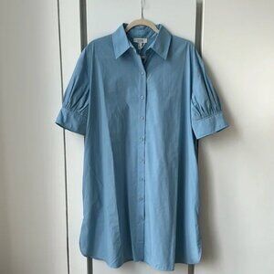 NWT COS Gathered-Sleeve Shirt Dress - Stone Blue